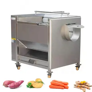 Root Food 304 Stainless Steel Brush Roller Type Cassava/Sweet Potato/Carrot /Ginger/Turmeric/Potato Washing Peeling Machine
