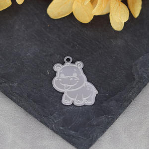 Colgante Qiandi de acero inoxidable, lindo animal hipopótamo accesorio DIY, collar de dibujos animados, pendientes y - Product Image 2