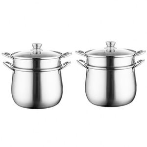 Olla Alta Clásica de Acero Inoxidable, de Gran Capacidad, con Doble Fondo Antiescaldaduras, para Uso Doméstico y Comercial - Product Image 1