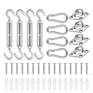 Kit de quincaillerie pour voiles d'ombrage en acier inoxydable 304 : crochets, mousquetons, supports de fixation, vis et ancres pour l'ombrage extérieur - Product Image 1
