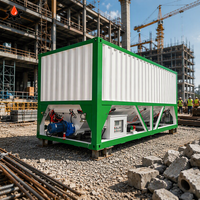 Silo à ciment horizontal de 30 tonnes avec moteur diesel pour utilisation dans une centrale à béton portable, dimensions du conteneur de 20 pieds