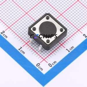 ZX-QC1212-4.3CJ Tactile Switch Through hole-4P,12x12mm Switch Single Pole Single Throw Round Button 2.6N Through Hole - Product Image 1