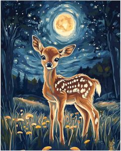 Kits de <span class=keywords><strong>peinture</strong></span> <span class=keywords><strong>par</strong></span> numéros SONGWOOART Série Animaux Cerfs pour débutants avec pinceaux Toile d'art pour décoration intérieure Sans cadre - Product Image 1