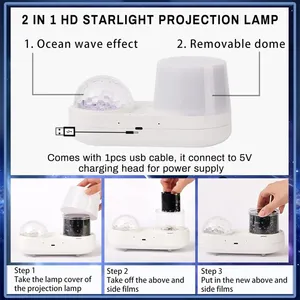 USB Ocean Wave meduse Light proiettore Star Night per bambini lampada a Led a 360 gradi rotante con Timer camera da letto con proiezione stellata - Product Image 4