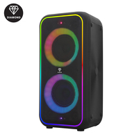 Enceinte portable sans fil Diamond Speaker Factory double 6,5 pouces avec lumière LED RGB pour fêtes et karaoké en extérieur