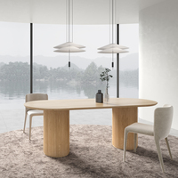 Meubles de salle à manger simples pour appartements nordiques, table à manger ovale en bois massif