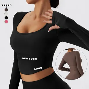 Groothandel Hot Selling Stretch T-Shirt Lange Mouw Yoga Kleding Training Gym Hardloopsport Top Voor Vrouwen