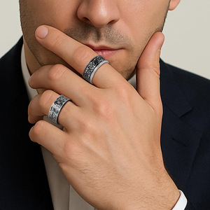 Viking Evil Eye <b>Ring</b> Stainless Steel Men's Jewelry With Great Wall Design Fashion <b>Rings</b> 8mm Width Band For Daily Wear - Product Image 2
