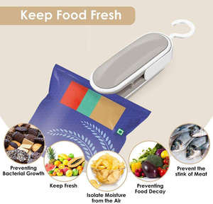 Mini Scelleuses Sous Vide Portables pour Aliments et Snacks, Solution de Rangement de Cuisine en Gros, Machine à Sceller les Sacs Plastiques 2-en-1 avec Crochet - Product Image 2