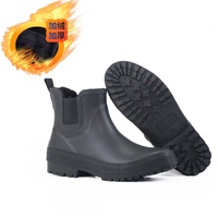 Bottes de pluie YL3632 en caoutchouc naturel avec doublure en fausse fourrure, semelle épaisse imperméable, bottines courtes en caoutchouc pour le jardin et la marche.
