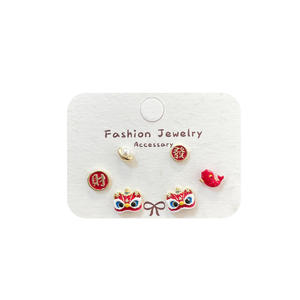 " Fu "   Pendientes largos <span class=keywords><strong>de</strong></span> terciopelo con borlas y diseño <span class=keywords><strong>de</strong></span> león, estilo chino tradicional, novedad - Product Image 5