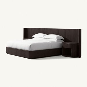 Juego de Muebles de Madera para Dormitorio, Cama de Plataforma de Madera Byron con Cabecero Extendido y Mesitas de Noche Abiertas - Product Image 6