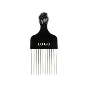 Pettine Afro in Metallo Nero con Denti in Acciaio per Uomo e Donna, per Acconciature e Districatura - Product Image 3