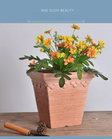 Pot carré en terre cuite émaillée, pot à fleurs respirant en poterie, pot en argile fait main pour plantes succulentes, usage domestique et jardin, avec trou de drainage