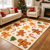 Tapis de Noël neutre imprimé sur mesure, lavable en machine, tapis marron géométrique avec arbre de Noël, antidérapant, pour salon