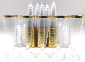 Vaso de Plástico Desechable de 5 OZ 150 ML para Champán, Vino, Fiestas, con Diseño de Puntos Dorados, Vaso de <span class=keywords><strong>Prueba</strong></span> - Product Image 3