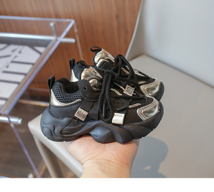 Vente en gros de baskets pour enfants, filles et garçons, semelle en caoutchouc, maille respirante, chaussures décontractées à lacets, taille 22-37 - Product Image 5