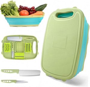 Collapsible Cutting Board Foldable Chopping Board with Colander Chopping Board Kitchen Vegetable Washing Basket Dish Tub - Product Image 1