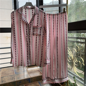 नवीनतम महिला थोक लघु आस्तीन महिला मुद्रित साटन nightgown पजामा सेट रेशम नाइटवियर - Product Image 4