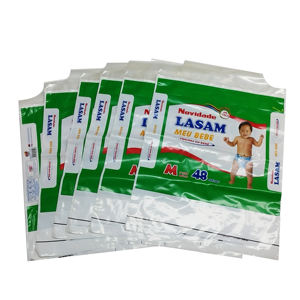 Bolsa de pañales para bebés con fuelle lateral personalizado, bolsas de embalaje a prueba de humedad - Product Image 1