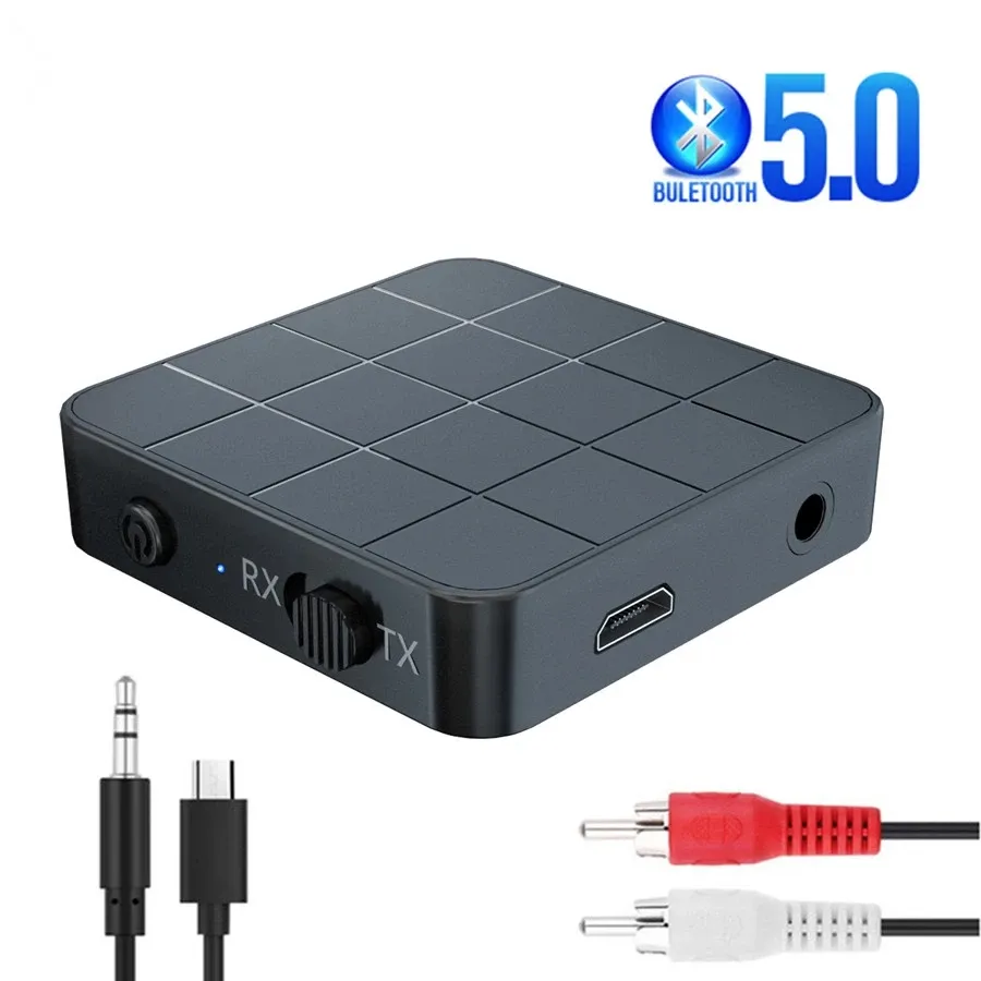 Penerima Audio 2 Dalam 1 Bluetooth 5.0 KN319 KN321 4.2 Pemancar Musik Stereo Adaptor Nirkabel dengan RCA 3.5MM AUX Jack untuk Mobil