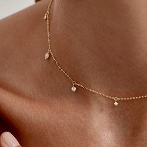Collier ras du cou en or <span class=keywords><strong>18</strong></span> <span class=keywords><strong>carats</strong></span> avec zircone cubique, <span class=keywords><strong>bijoux</strong></span> de mode, colliers raffinés pour femmes, <span class=keywords><strong>bijoux</strong></span> faits à la main pour fiançailles tendance - Product Image 3