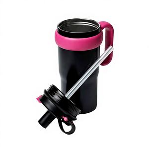 Gobelet isotherme personnalisé Big Mac pour café glacé, en acier inoxydable 316, avec poignée, portable pour voiture, avec paille, 750 ml, avec logo personnalisé, design moderne - Product Image 2