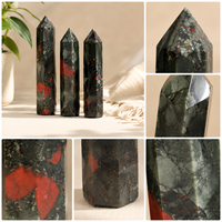 Tour de cristal poli en pierre de sang africaine de 15,5 cm, pointe de cristal, décoration d'intérieur, pierre de guérison, cadeau de méditation, collection minérale, objet de présentation