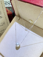 10-11mm Edison perle d'eau douce avec chaîne en or 18 carats perles rondes blanc froid haut lustre Premium colliers de perles