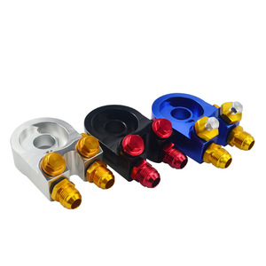 Adaptador de filtro de aceite con ángulo de inclinación de aluminio AN10 para modificación de automóviles, azul, negro, plateado, YB007 - Product Image 4