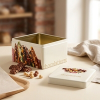 Boîte en fer blanc personnalisée pour chocolats croustillants, conteneur métallique à corps creux, impression quadricolore pour emballage alimentaire