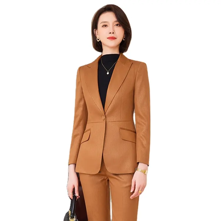 OEM elegant ladies office suit uniforms 2 piece set career dresses suit women blazer suit