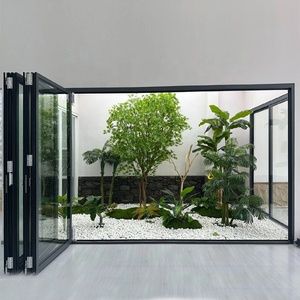 ประตูบานเฟี้ยมอะลูมิเนียมกันน้ำแบบทันสมัย กระจกนิรภัยสองชั้น สำหรับทางเข้าโรงแรม ระเบียงภายนอก วิลล่า สวนกลางแจ้ง - Product Image 2