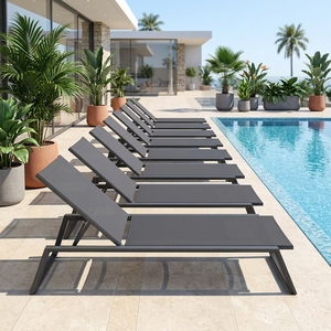 Chaise longue moderne en aluminium avec filet imperméable pour <span class=keywords><strong>piscine</strong></span>, jardin, hôtel, plage, cour et <span class=keywords><strong>location</strong></span> - Product Image 1