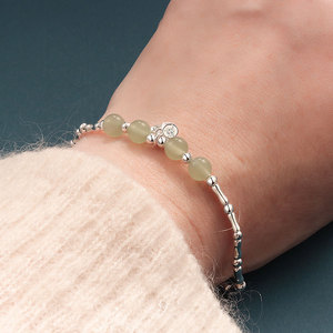 <span class=keywords><strong>Bracelet</strong></span> perlé en tungstène plaqué argent pour femme, style chinois, luxe léger, design de niche, imitation <span class=keywords><strong>jade</strong></span> Hetian, nouvelle collection - Product Image 2