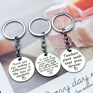 День учителя подарок с гравировкой из нержавеющей стали письмо брелок с блестками - Product Image 2