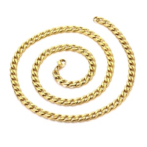 Wholesale Men's Stainless Steel 18K Gold Plated Silver Cuban Link <b>Chain</b> for Anniversary - Product Image 2