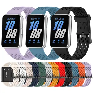 Holes Silicone Watch Strap U Metal Buckle For Samsung Galaxy Fit 3 R390 Rubber Wrist Bracelet For Galaxy Fit3 Silicone Watchband