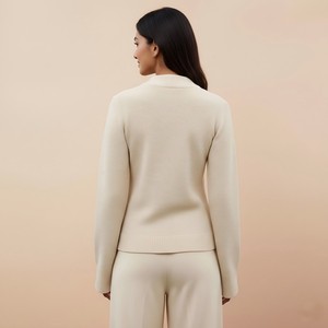 Fabricante de Prendas de <span class=keywords><strong>Punto</strong></span> OEM: Cárdigan a Medida, <span class=keywords><strong>Jersey</strong></span> de Lana Merino y Cachemira Estilo "Old Money", Suéter de <span class=keywords><strong>Punto</strong></span> para <span class=keywords><strong>Mujer</strong></span> - Product Image 3