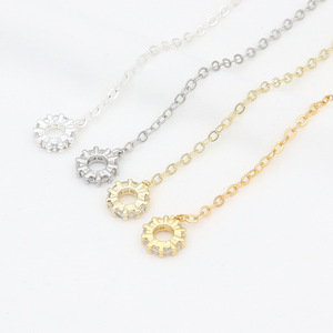 18K genuine gold zircon-<b>set</b> large-hole diamond ring connecting chain spacer <b>bead</b> accessory safety chain DIY bracelet beaded - Product Image 4
