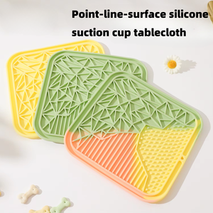 Silicone Pet Tigelas Elegante Slow Food Dot Linha Automática Indoor/Outdoor Quadrado Grande Ventosas Luz Durável para Gatos Cães - Product Image 4