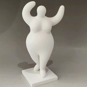 Figura Decorativa <span class=keywords><strong>de</strong></span> Poliresina <span class=keywords><strong>de</strong></span> Mujer Gordita Bailando con <span class=keywords><strong>Yeso</strong></span> Blanco, <span class=keywords><strong>para</strong></span> Pintar DIY - Product Image 5