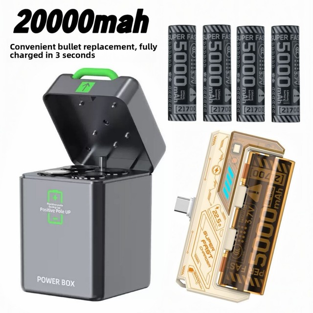 New Style 22.5W Fast Charging Compact Portable Plastic Power Bank 3C Certified Mecha Design Detachable Cartridge Dual USB-A