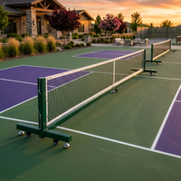 Filet de pickleball avec roues, cadre en acier robuste, taille réglementaire 22 pieds, pour extérieur et jardin