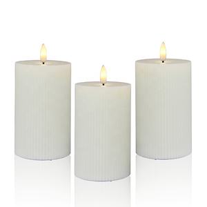 Décor à la maison 3D vraie flamme paraffine cire nervuré à piles faux électronique noël <span class=keywords><strong>LED</strong></span> sans flamme pilier <span class=keywords><strong>bougie</strong></span> pour mariage - Product Image 3