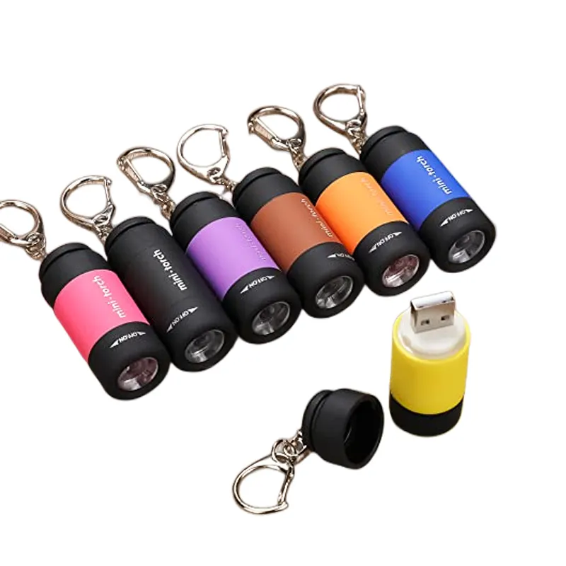 Mini torche de poche porte-clés USB Rechargeable lampe de poche LED lampe de poche étanche lampe de poche de Camping en plein air