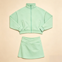 Conjunto de Ropa de Yoga para Niñas, Tela Elástica Transpirable, Ropa Deportiva para Niños de 3 a 12 Años, Chaqueta Deportiva de Manga Larga y Falda