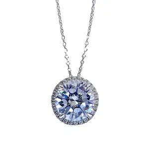 HE-colgante de diamante blanco de 11,0 D, cadena de alto carbono de collar de taladro, collar de plata 925