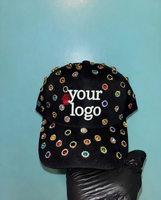 Gorra de Béisbol Personalizada con Logotipo Bordado en 3D y Pedrería, Gorra de Béisbol Ajustada de Moda para Hombre con Perlas