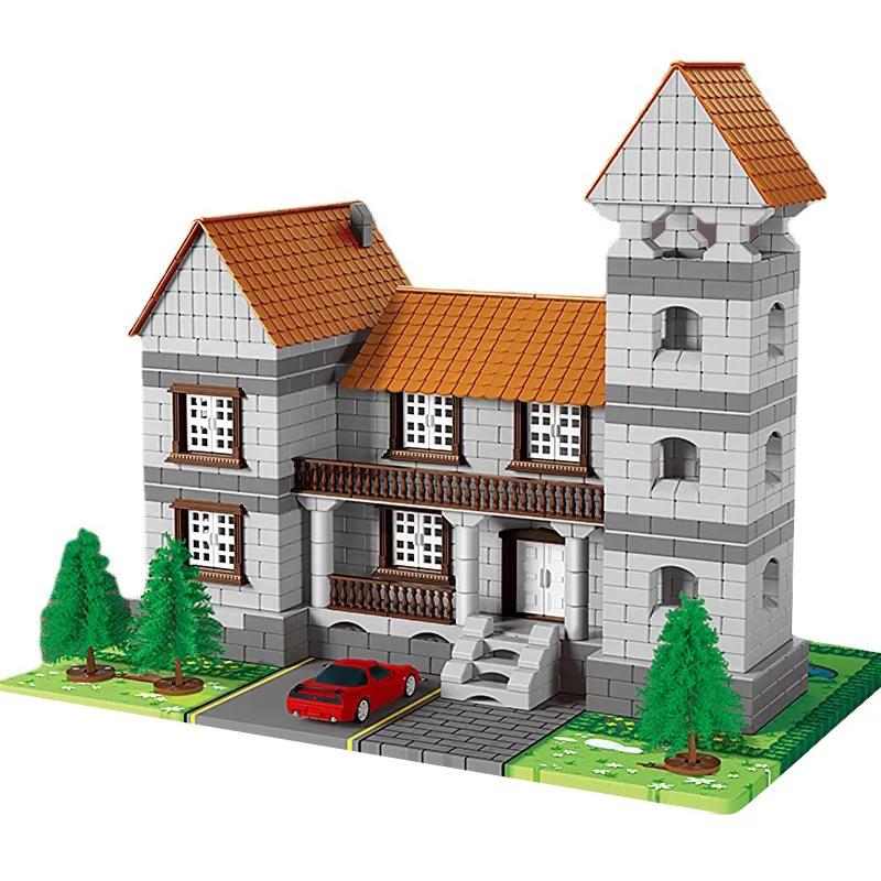 Construção e construção brinquedo 3d puzzle casa blocos de construção modelo para crianças